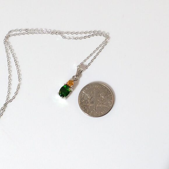 Chrome Diopside and Fire Opal Pendant - Picture 7 of 8